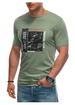T-shirt męski z nadrukiem 1952S - jasnozielony ze sklepu Edoti w kategorii T-shirty męskie - zdjęcie 173307844