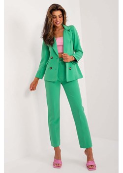 Elegancki garnitur damski z dwurzędową marynarką - zielony ze sklepu 5.10.15 w kategorii Komplety i garnitury damskie - zdjęcie 173308003