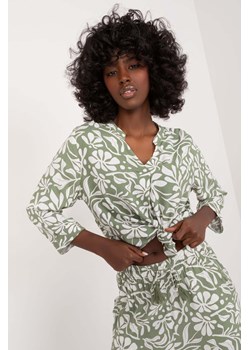 Luźna koszula z wiskozy Sublevel zielona z nadrukiem ze sklepu 5.10.15 w kategorii Bluzki damskie - zdjęcie 173308004