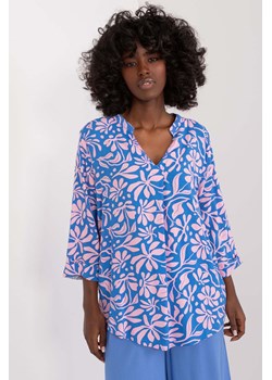 Luźna koszula z wiskozy Sublevel niebieska z nadrukiem ze sklepu 5.10.15 w kategorii Bluzki damskie - zdjęcie 173308010