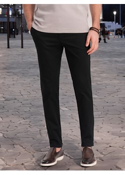 Spodnie męskie chino SLIM FIT z  delikatną teksturą - czarne V5 OM-PACP-0190 ze sklepu ombre w kategorii Spodnie męskie - zdjęcie 173308510