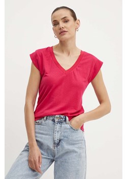 Morgan t-shirt lniany DAME kolor różowy ze sklepu ANSWEAR.com w kategorii Bluzki damskie - zdjęcie 173310272