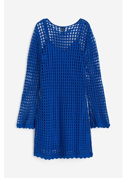 H & M - Sukienka z ażurowej dzianiny - Niebieski ze sklepu H&M w kategorii Sukienki - zdjęcie 173311622