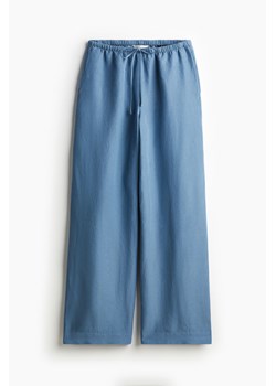 H & M - Spodnie z domieszką lnu - Niebieski ze sklepu H&M w kategorii Spodnie damskie - zdjęcie 173311673