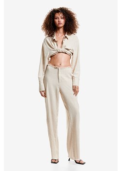 H & M - Spodnie z domieszką lnu - Beżowy ze sklepu H&M w kategorii Spodnie damskie - zdjęcie 173311762
