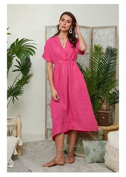 Lin Passion Lniana sukienka w kolorze różowym ze sklepu Limango Polska w kategorii Sukienki - zdjęcie 173313153