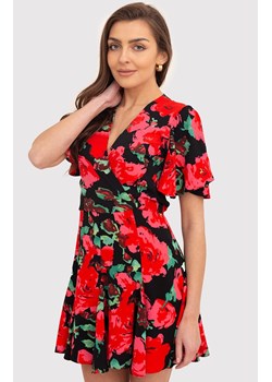 Sukienka mini w kwiaty DA1858, Kolor czarno-czerwony, Rozmiar L, AX Paris ze sklepu Primodo w kategorii Sukienki - zdjęcie 173314111