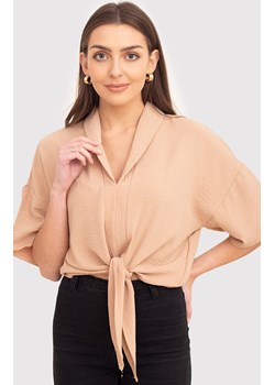 Beżowa koszula z wiązaniem TA572, Kolor beżowy, Rozmiar L, AX Paris ze sklepu Primodo w kategorii Bluzki damskie - zdjęcie 173314152