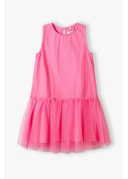 Różowa sukienka dziewczęca z tiulową falbaną - 5.10.15. ze sklepu 5.10.15 w kategorii Sukienki dziewczęce - zdjęcie 173318182