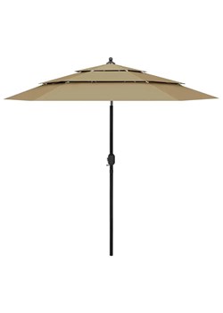 Okrągły trzypoziomowy parasol ogrodowy taupe - Haru ze sklepu Edinos.pl w kategorii Parasole ogrodowe - zdjęcie 173319302