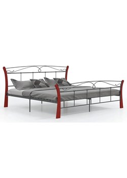 Metalowe łóżko małżeńskie czarny + ciemny dąb 140x200 cm F6-P11 ze sklepu Edinos.pl w kategorii Łóżka i materace - zdjęcie 173319592