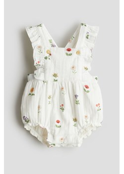 H & M - Bawełniane szorty ogrodniczki - Biały ze sklepu H&M w kategorii Odzież dla niemowląt - zdjęcie 173321161