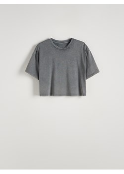 Reserved - Bawełniany t-shirt - szary ze sklepu Reserved w kategorii Bluzki damskie - zdjęcie 173321762