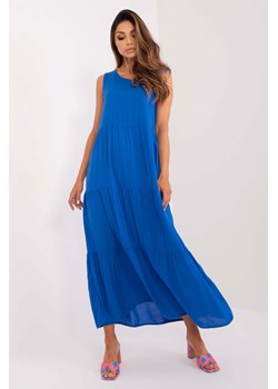 Rozkloszowana sukienka maxi z wiskozy Sublevel niebieska ze sklepu 5.10.15 w kategorii Sukienki - zdjęcie 173322320