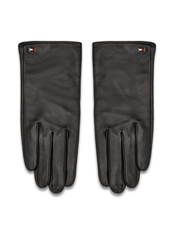 Rękawiczki Damskie Tommy Hilfiger Essential Flag Leather Gloves AW0AW15360 Czarny ze sklepu eobuwie.pl w kategorii Rękawiczki damskie - zdjęcie 173322681