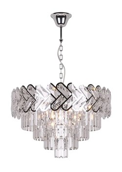 Srebrny klasyczny żyrandol z kryształkami - S881-Zevi ze sklepu Edinos.pl w kategorii Lampy wiszące - zdjęcie 173323202