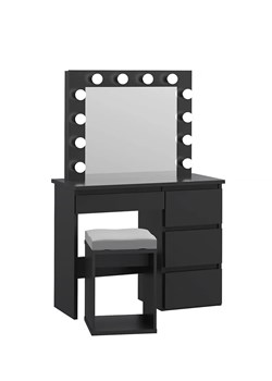 Czarna toaletka podświetlana do makijażu z lustrem i taboretem - Vivo ze sklepu Edinos.pl w kategorii Toaletki - zdjęcie 173323370