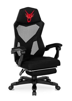 Czarny nowoczesny fotel gamingowy z podnóżkiem - Vixo ze sklepu Edinos.pl w kategorii Krzesła biurowe - zdjęcie 173323471