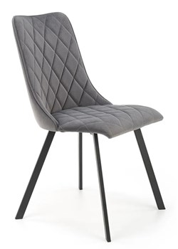 Szare pikowane krzesło welurowe  - Zoxe ze sklepu Edinos.pl w kategorii Krzesła - zdjęcie 173323502