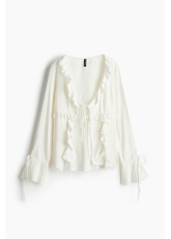 H & M - Top z domieszką lnu - Biały ze sklepu H&M w kategorii Bluzki damskie - zdjęcie 173324630