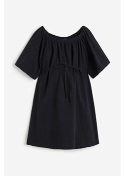 H & M - MAMA Bawełniana sukienka z odkrytymi ramionami - Czarny ze sklepu H&M w kategorii Sukienki ciążowe - zdjęcie 173324672