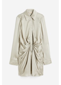 H & M - Jedwabna szmizjerka z drapowaniem - Beżowy ze sklepu H&M w kategorii Sukienki - zdjęcie 173324761