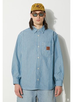Carhartt WIP koszula jeansowa Menard męska kolor niebieski relaxed z kołnierzykiem klasycznym I033577.102 ze sklepu PRM w kategorii Koszule męskie - zdjęcie 173325101