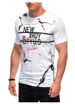 T-shirt męski z nadrukiem 1957S - biały ze sklepu Edoti w kategorii T-shirty męskie - zdjęcie 173328263