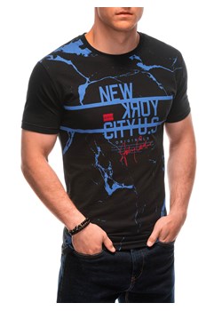 T-shirt męski z nadrukiem 1957S - czarny ze sklepu Edoti w kategorii T-shirty męskie - zdjęcie 173328274