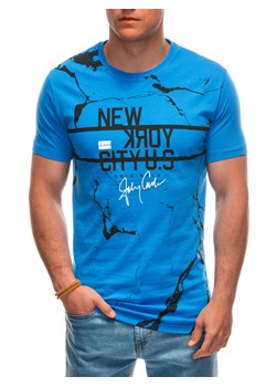 T-shirt męski z nadrukiem 1957S - niebieski ze sklepu Edoti w kategorii T-shirty męskie - zdjęcie 173328320