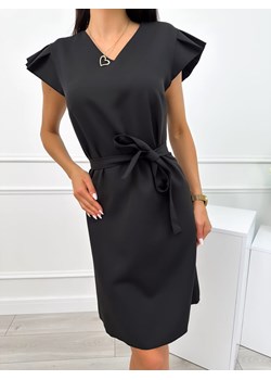 Czarna Sukienka z Ozdobnym Rękawkiem ze sklepu ModnaKiecka.pl w kategorii Sukienki - zdjęcie 173328922