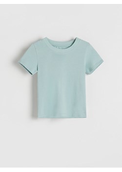 Reserved - Baweniany t-shirt basic - jasnoturkusowy ze sklepu Reserved w kategorii Bluzki dziewczęce - zdjęcie 173329094