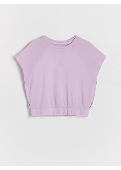 Reserved - T-shirt z wycięciem - fioletowy ze sklepu Reserved w kategorii Bluzki dziewczęce - zdjęcie 173329230
