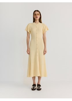 Reserved - Dzianinowa sukienka maxi z wiskozą - jasnożółty ze sklepu Reserved w kategorii Sukienki - zdjęcie 173329254