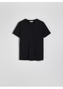 Reserved - T-shirt slim z dekoltem V - czarny ze sklepu Reserved w kategorii T-shirty męskie - zdjęcie 173329371