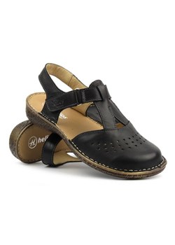 Skórzane sandały damskie z zakrytymi palcami - HELIOS Komfort 128, czarne ze sklepu ulubioneobuwie w kategorii Sandały damskie - zdjęcie 173332761