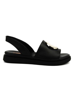 Sandały damskie z broszką - VENEZIA 2709, czarne ze sklepu ulubioneobuwie w kategorii Sandały damskie - zdjęcie 173332910