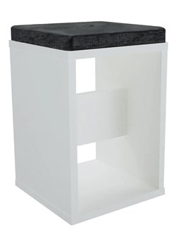 Kwadratowy taboret tapicerowany biały + czarny - Avit ze sklepu Edinos.pl w kategorii Komody - zdjęcie 173333663