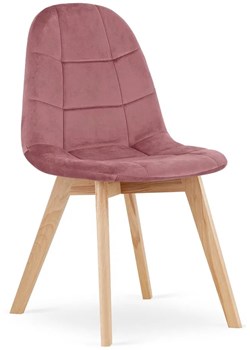 Ciemnoróżowe krzesło drewniane tapicerowane welurem - Kiraz 3X ze sklepu Edinos.pl w kategorii Krzesła - zdjęcie 173333980