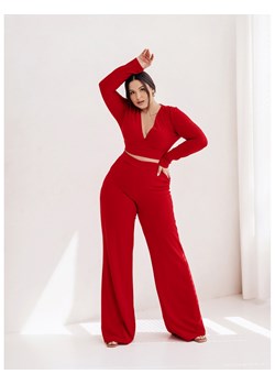 Elegancki komplet PLUS SIZE ze spodniami FAIZA - czerwony ze sklepu magmac.pl w kategorii Komplety i garnitury damskie - zdjęcie 173334940