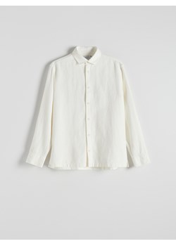 Reserved - Koszula boxy z domieszką lnu - złamana biel ze sklepu Reserved w kategorii Koszule męskie - zdjęcie 173335523