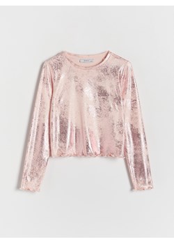 Reserved - Koszulka z metalicznym efektem - pastelowy róż ze sklepu Reserved w kategorii Bluzki dziewczęce - zdjęcie 173335602