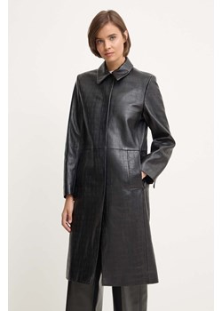 Calvin Klein płaszcz skórzany damski kolor czarny przejściowy K20K207081 ze sklepu ANSWEAR.com w kategorii Płaszcze damskie - zdjęcie 173336844