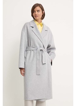 Calvin Klein płaszcz wełniany kolor szary przejściowy oversize K20K207089 ze sklepu ANSWEAR.com w kategorii Płaszcze damskie - zdjęcie 173336850