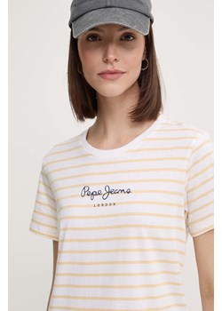 Pepe Jeans t-shirt bawełniany ELBA damski kolor żółty PL505876 ze sklepu ANSWEAR.com w kategorii Bluzki damskie - zdjęcie 173337102