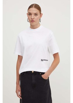 Karl Lagerfeld Jeans t-shirt bawełniany damski kolor biały 245J1705 ze sklepu ANSWEAR.com w kategorii Bluzki damskie - zdjęcie 173337130