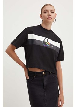 Karl Lagerfeld Jeans t-shirt bawełniany damski kolor czarny 245J1710 ze sklepu ANSWEAR.com w kategorii Bluzki damskie - zdjęcie 173337143