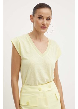 Morgan t-shirt lniany DAME kolor żółty ze sklepu ANSWEAR.com w kategorii Bluzki damskie - zdjęcie 173337470