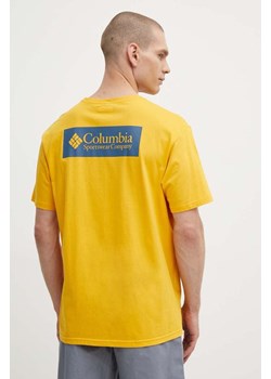 Columbia t-shirt bawełniany North Cascades kolor żółty z nadrukiem 1834041-575 ze sklepu PRM w kategorii T-shirty męskie - zdjęcie 173339000