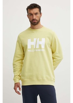 Helly Hansen bluza bawełniana męska kolor żółty z nadrukiem 34000-597 ze sklepu PRM w kategorii Bluzy męskie - zdjęcie 173339002